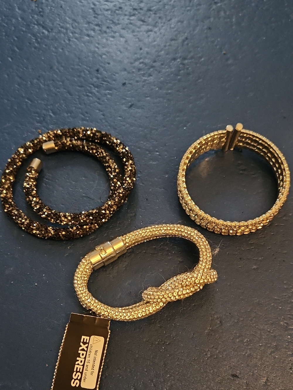 3 Sparkly Express Silver-Tone Crystal Knot Bracelet Set - Silver & Black